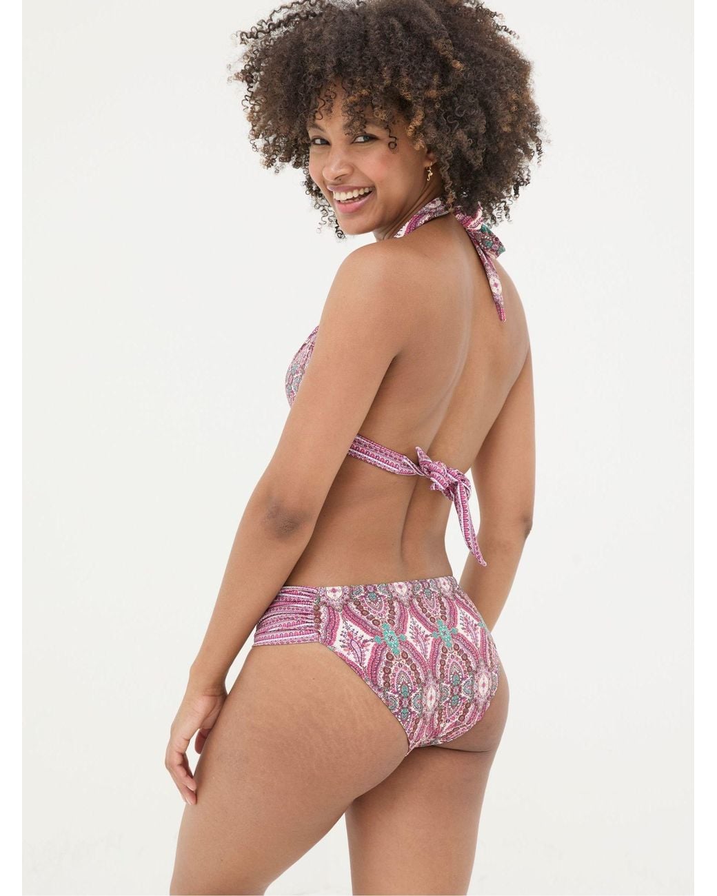 FatFace Pink Porth Detail Paisley Bikini Bottoms