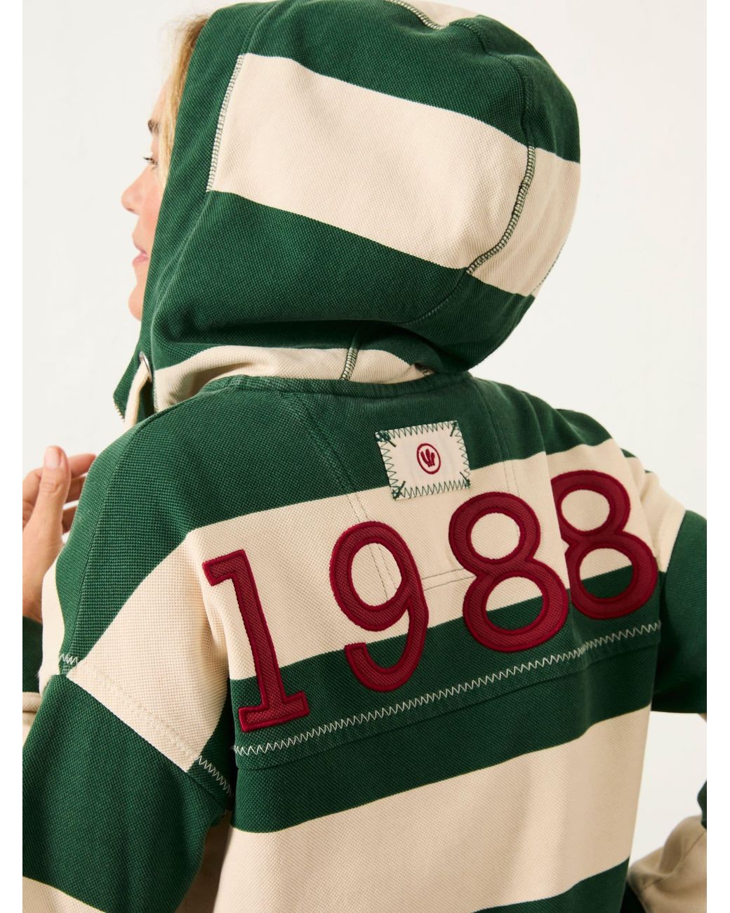 FatFace Green Airlie 1988 Stripe Hoodie
