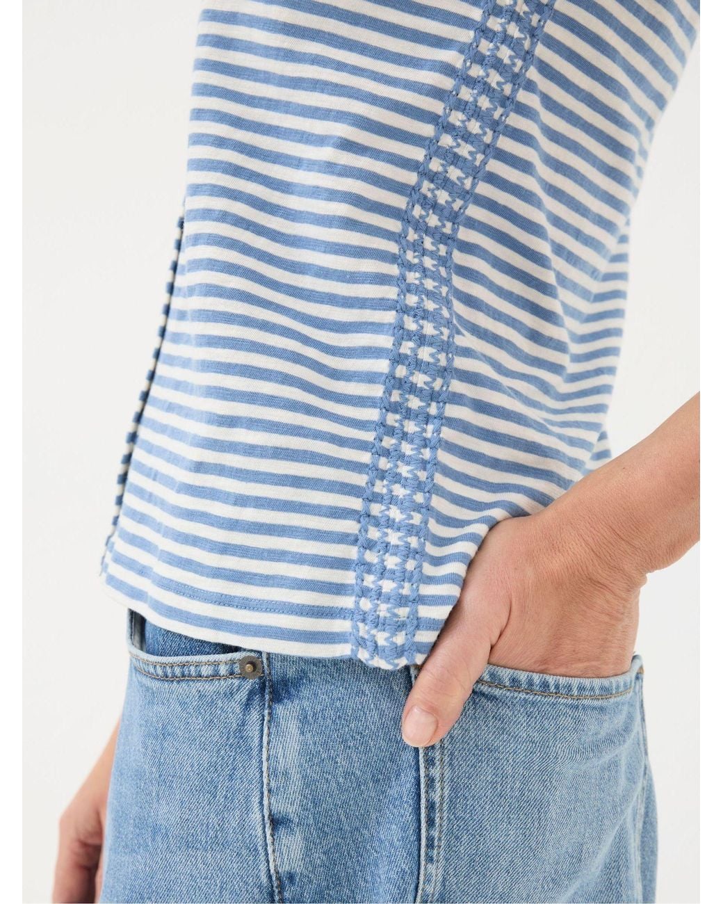 FatFace Blue Claudia Stripe Button Tank