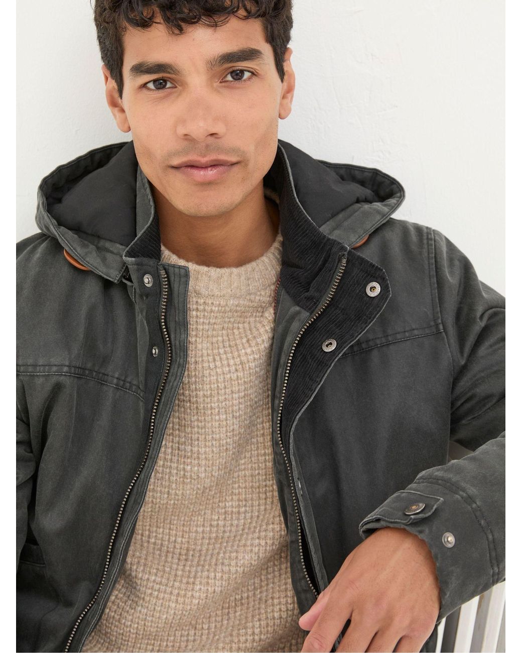 FatFace Gray Hadley Hooded Jacket for men