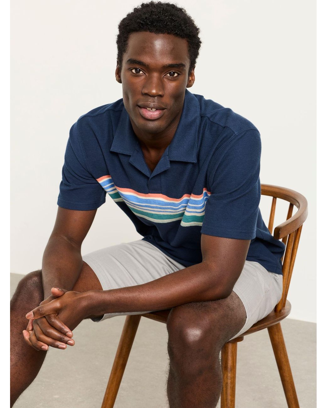 FatFace Blue Fatface Sutton Textured Chest Stripe Polo for men