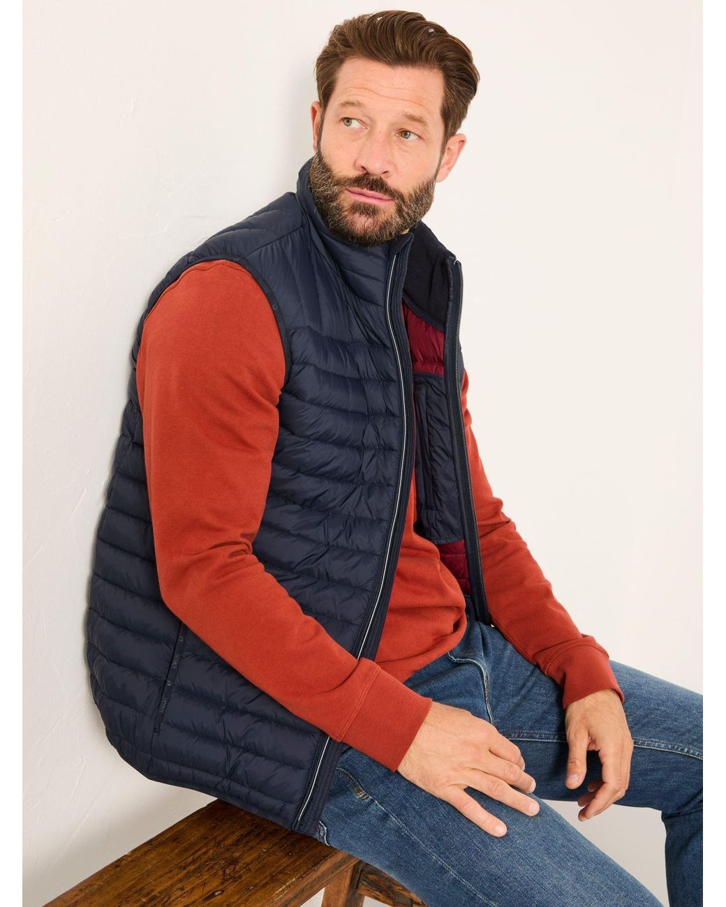 FatFace Red Dartmouth Padded Gilet for men