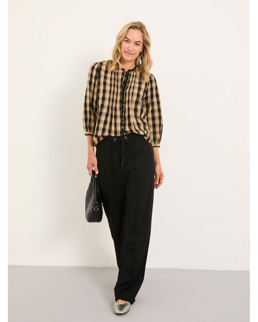 FatFace Natural Ely Ponte Wide Leg Trouser