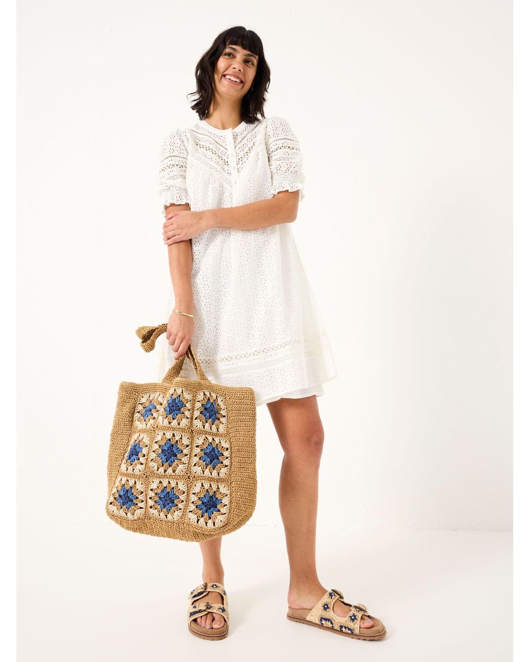 FatFace Brown Brody Broderie Dress