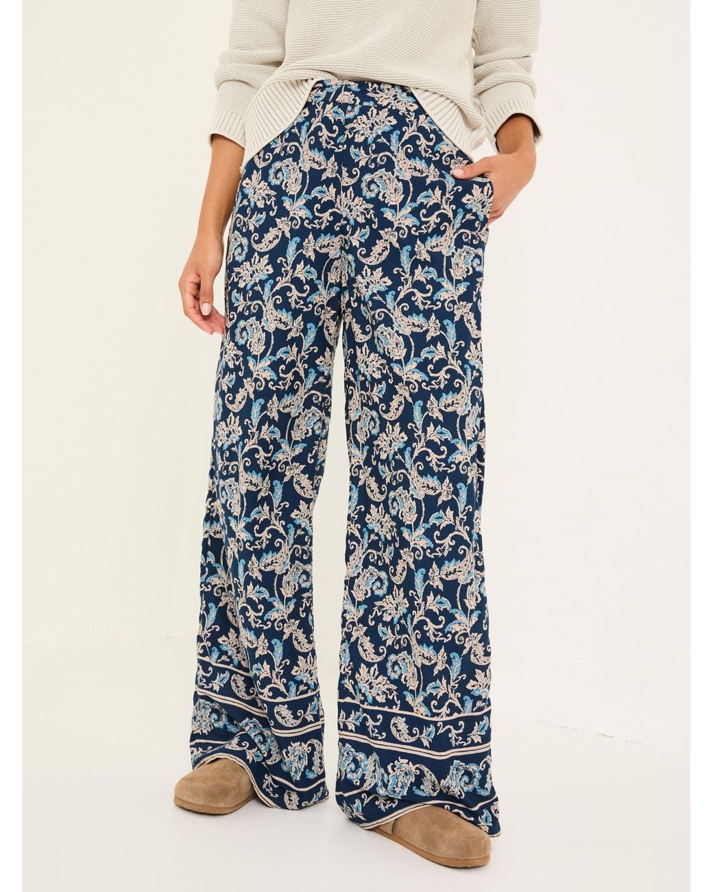 FatFace Blue Isla Wide Leg Trousers