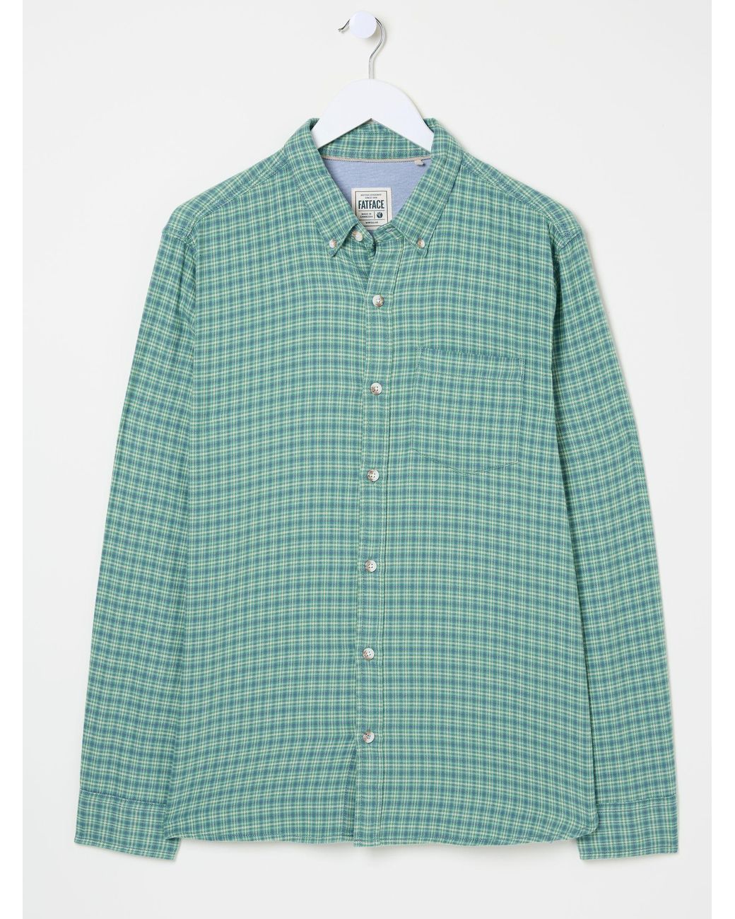 FatFace Green Bath Long Sleeve Check Shirt for men