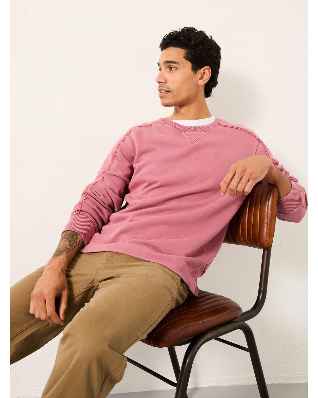 FatFace Pink Otterton Crew Neck Sweatshirt for men