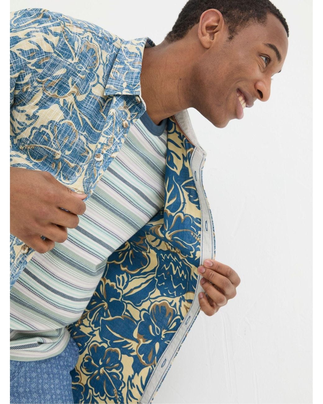 FatFace Blue Vintage Tropical Print Shirt for men