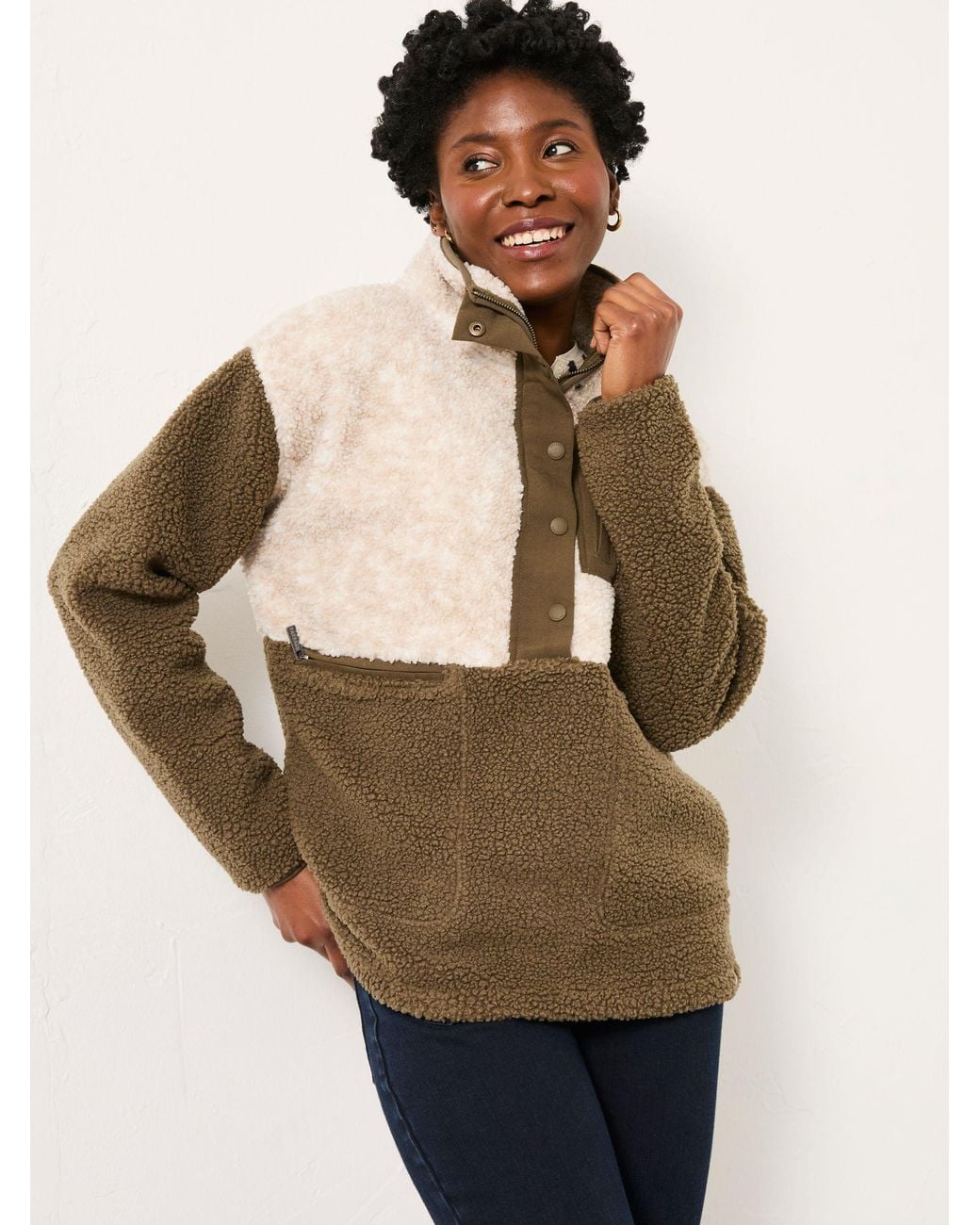 FatFace Gray Lucy Colour Block Fleece