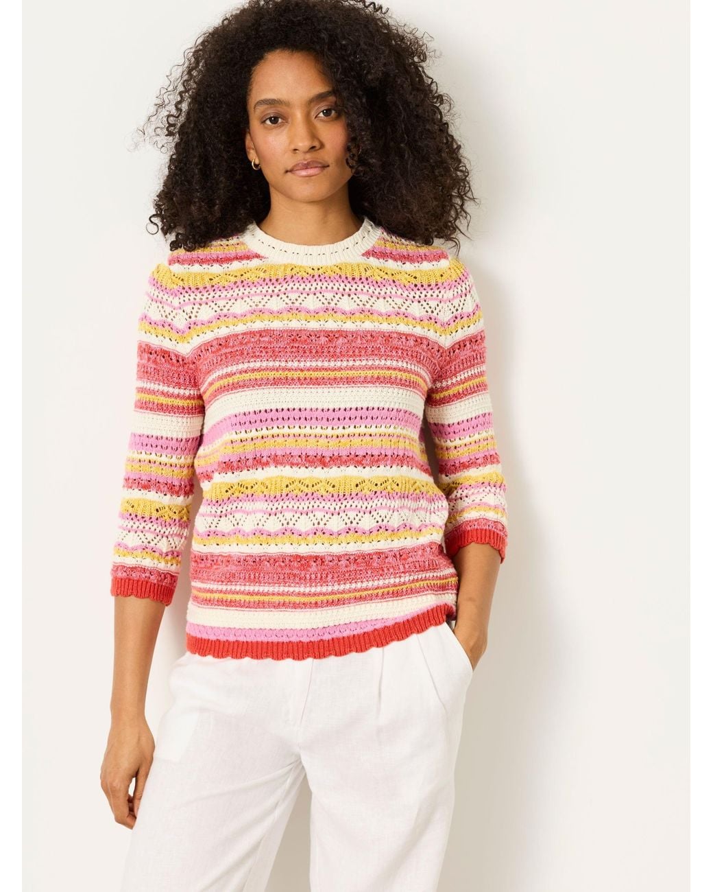 FatFace Red Rosalie Stripe Knitted Jumper