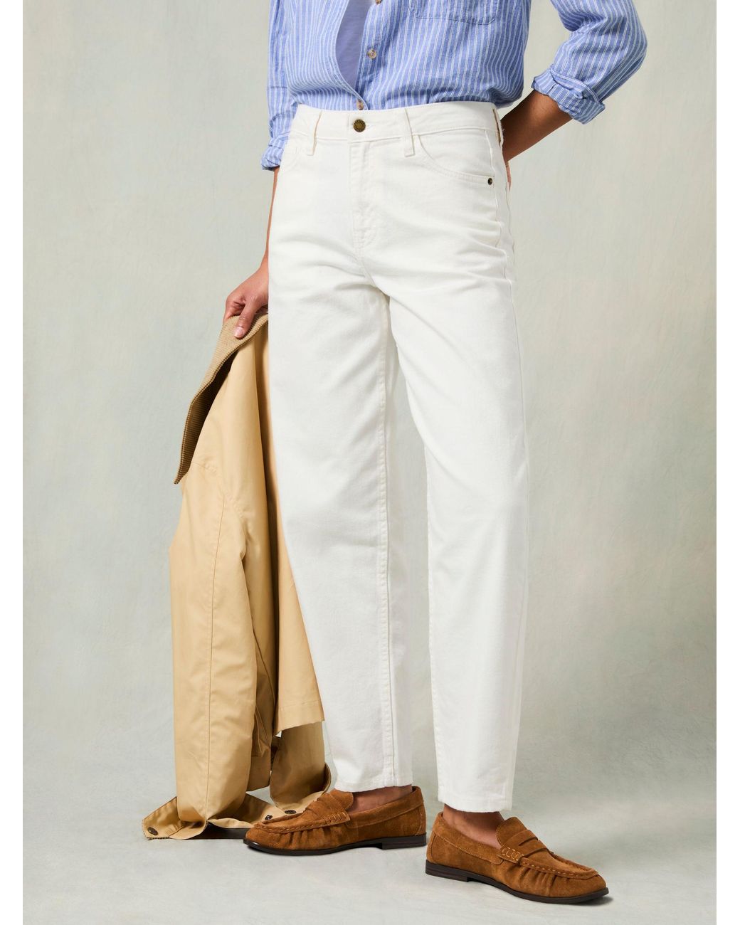 FatFace White Marlow Taper Leg Jeans