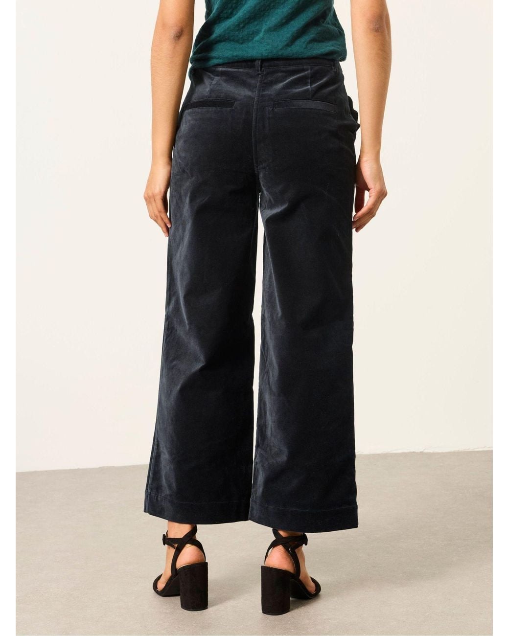 FatFace Black Hove Velvet Wide Leg Trousers