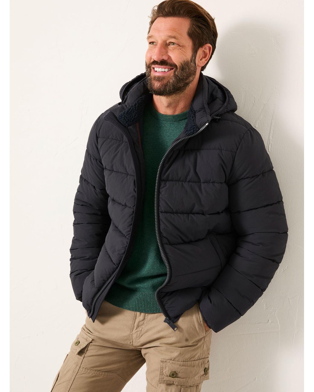 FatFace Black Winkworth Hooded Puffer Jacket for men