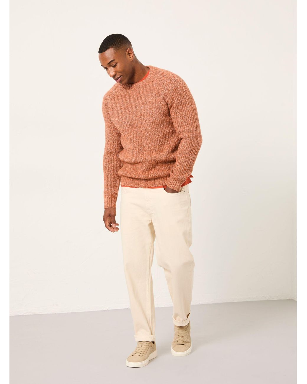 FatFace Orange Sefton Knitted Crew Neck Jumper for men
