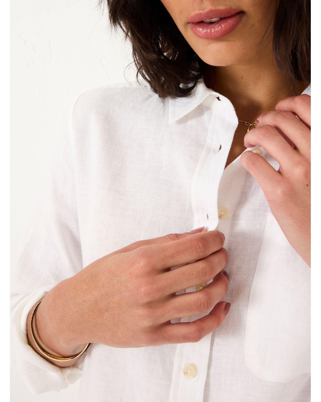 FatFace White Olivia Linen Shirt