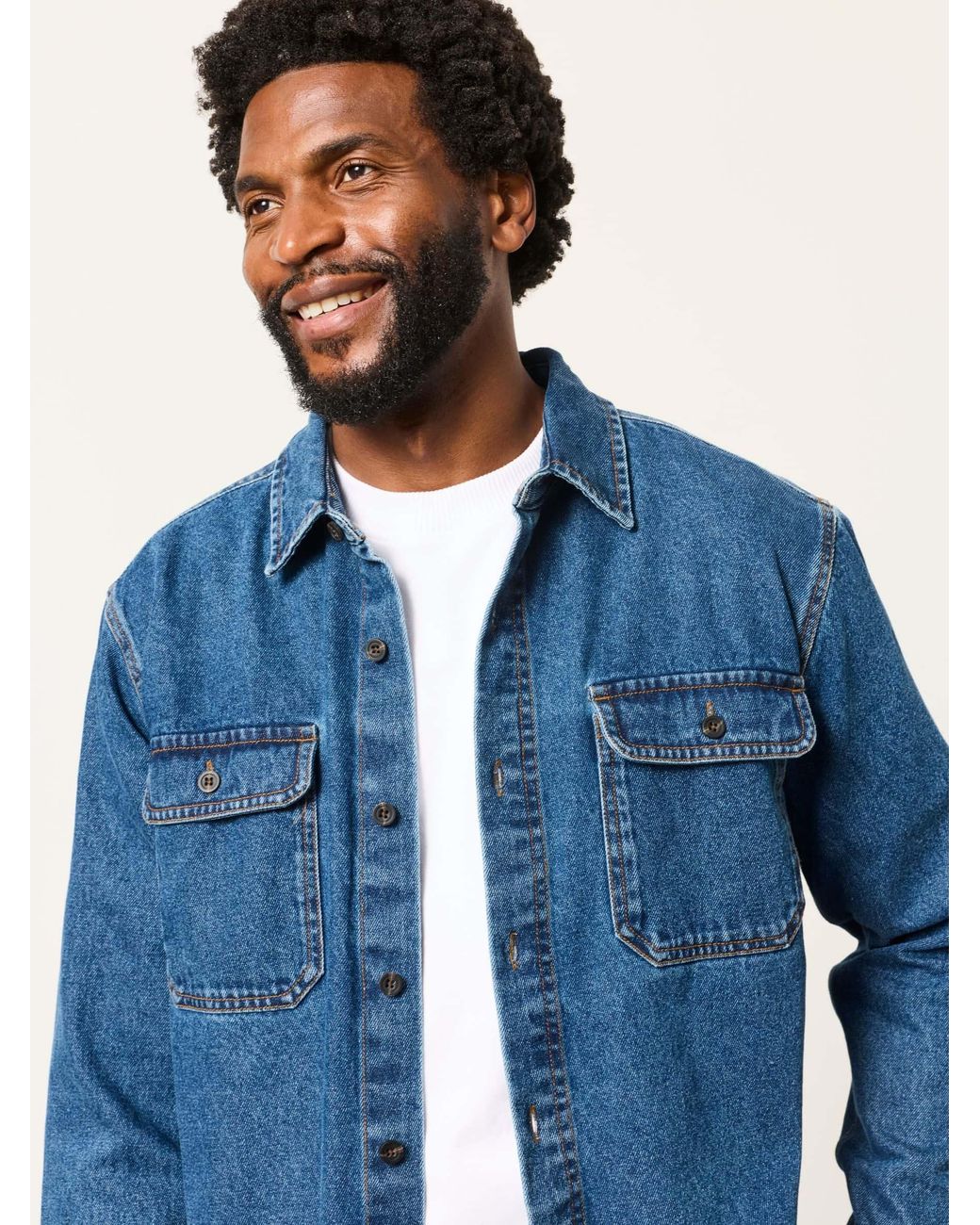 FatFace Blue Relaxed Fit Denim Shirt for men