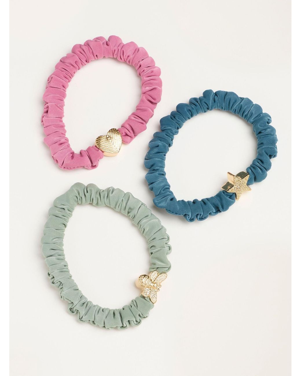 FatFace Blue 3 Pack Charm Hair Ties