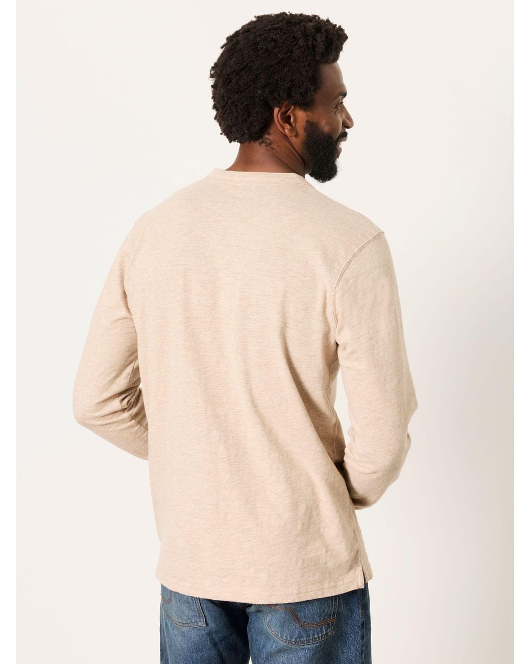 FatFace Natural Woodside Long Sleeve Henley Top for men