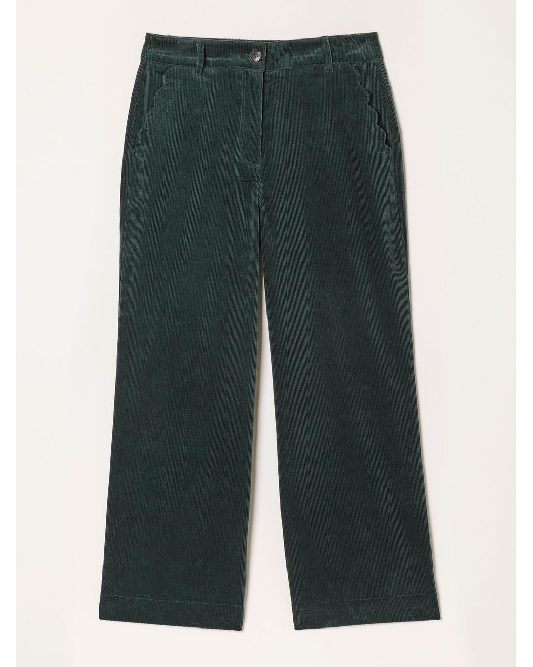 FatFace Black Hove Petite Wide Leg Cord Trousers