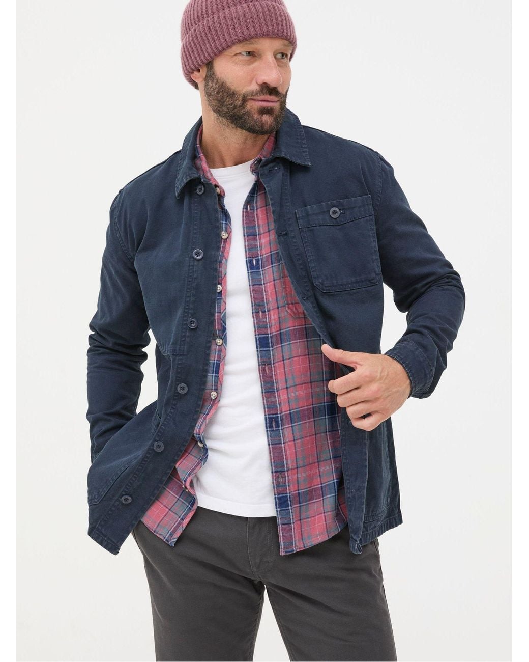 FatFace Blue Canvas Worker Jacket for men