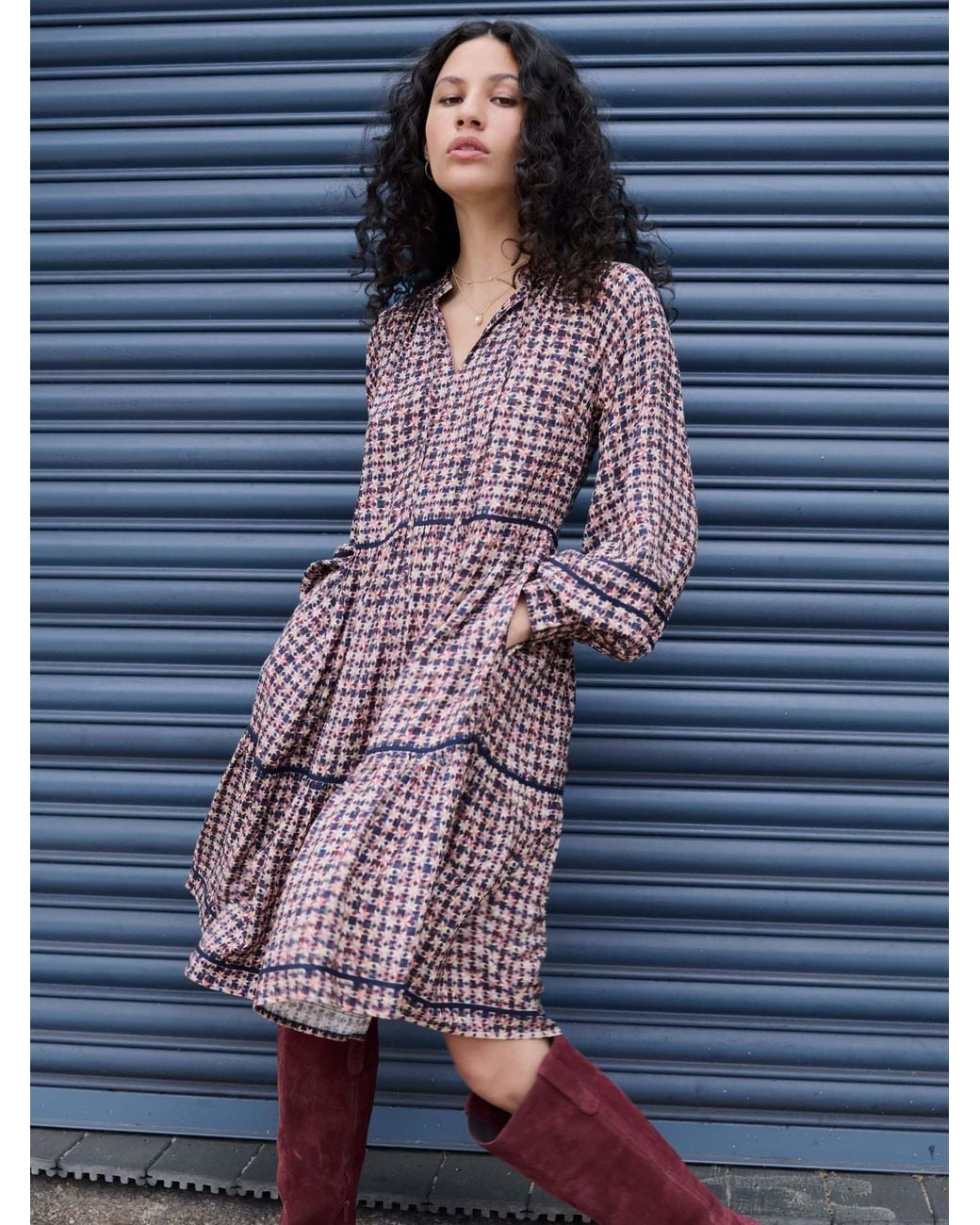 FatFace Blue Petite Stirling Midi Dress