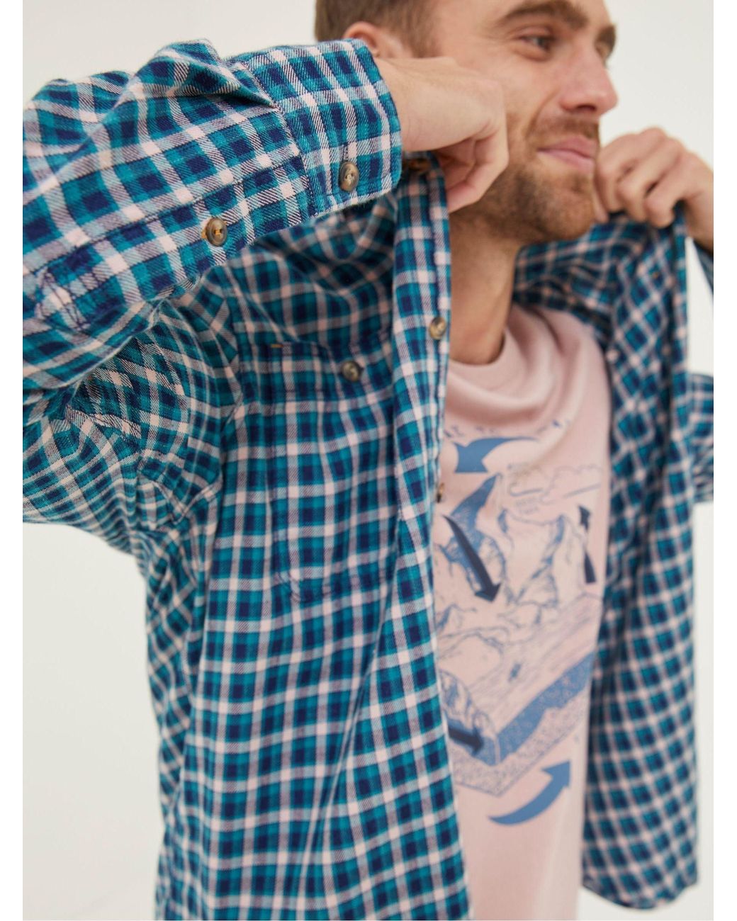 FatFace Blue Wently Check Shirt for men