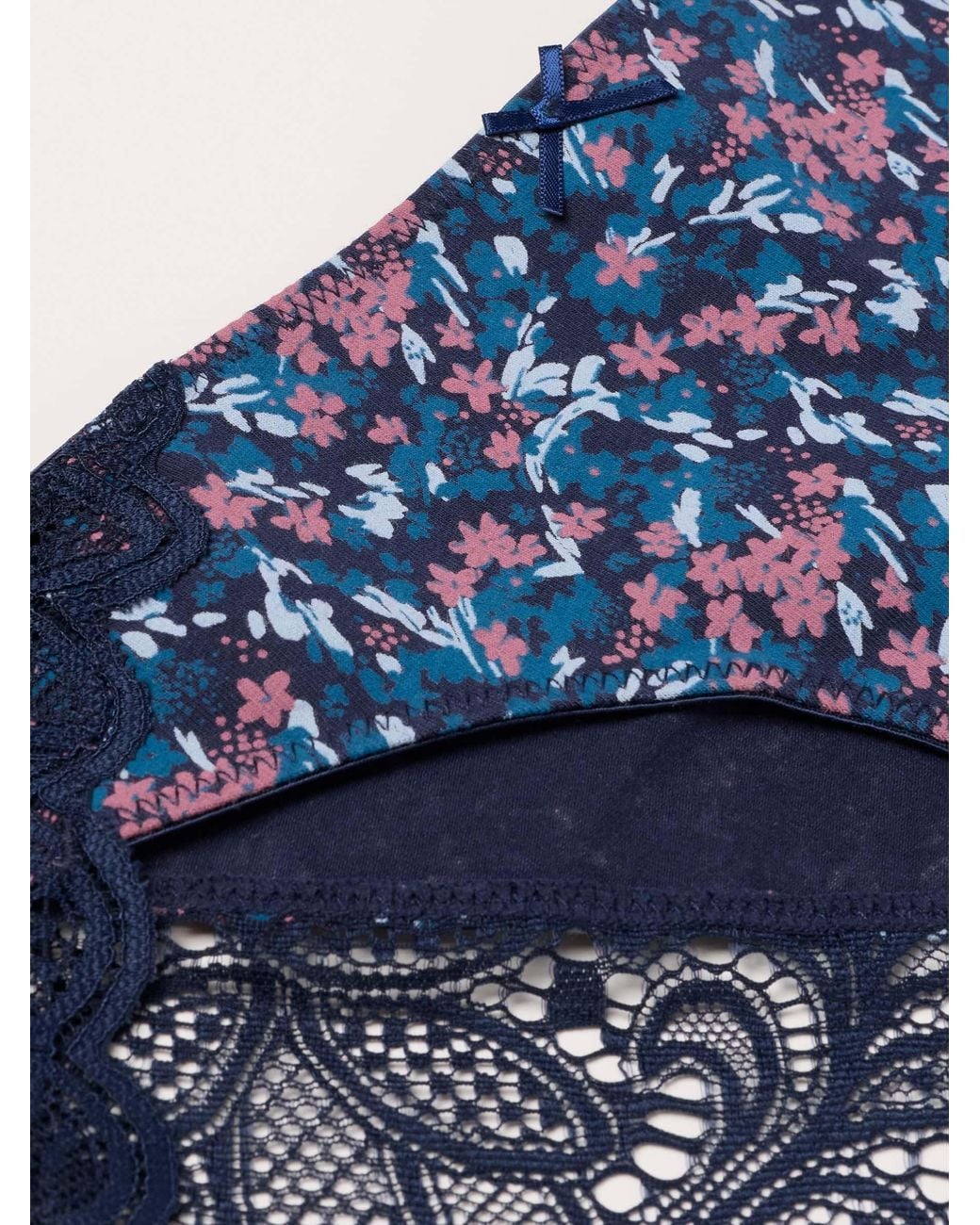 FatFace Blue Midnight Floral Brazilian Knickers