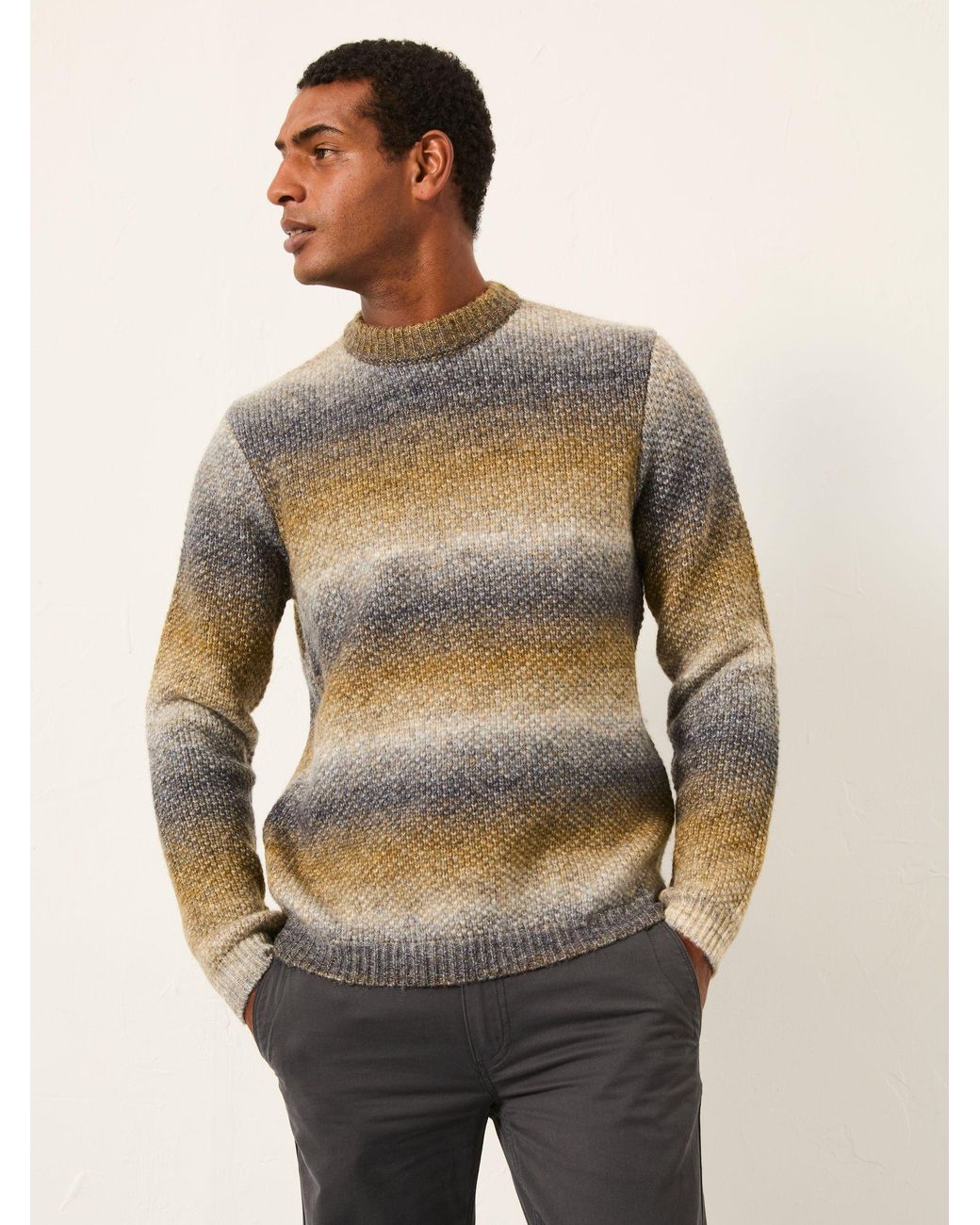FatFace Blue Ombre Knitted Crew Jumper for men