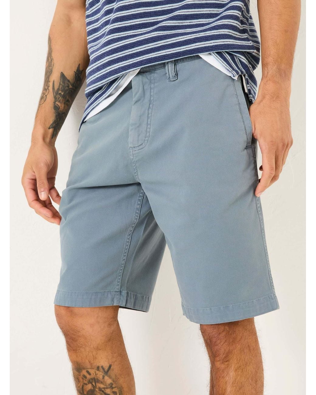 FatFace Blue Stow Garment Dye Shorts for men