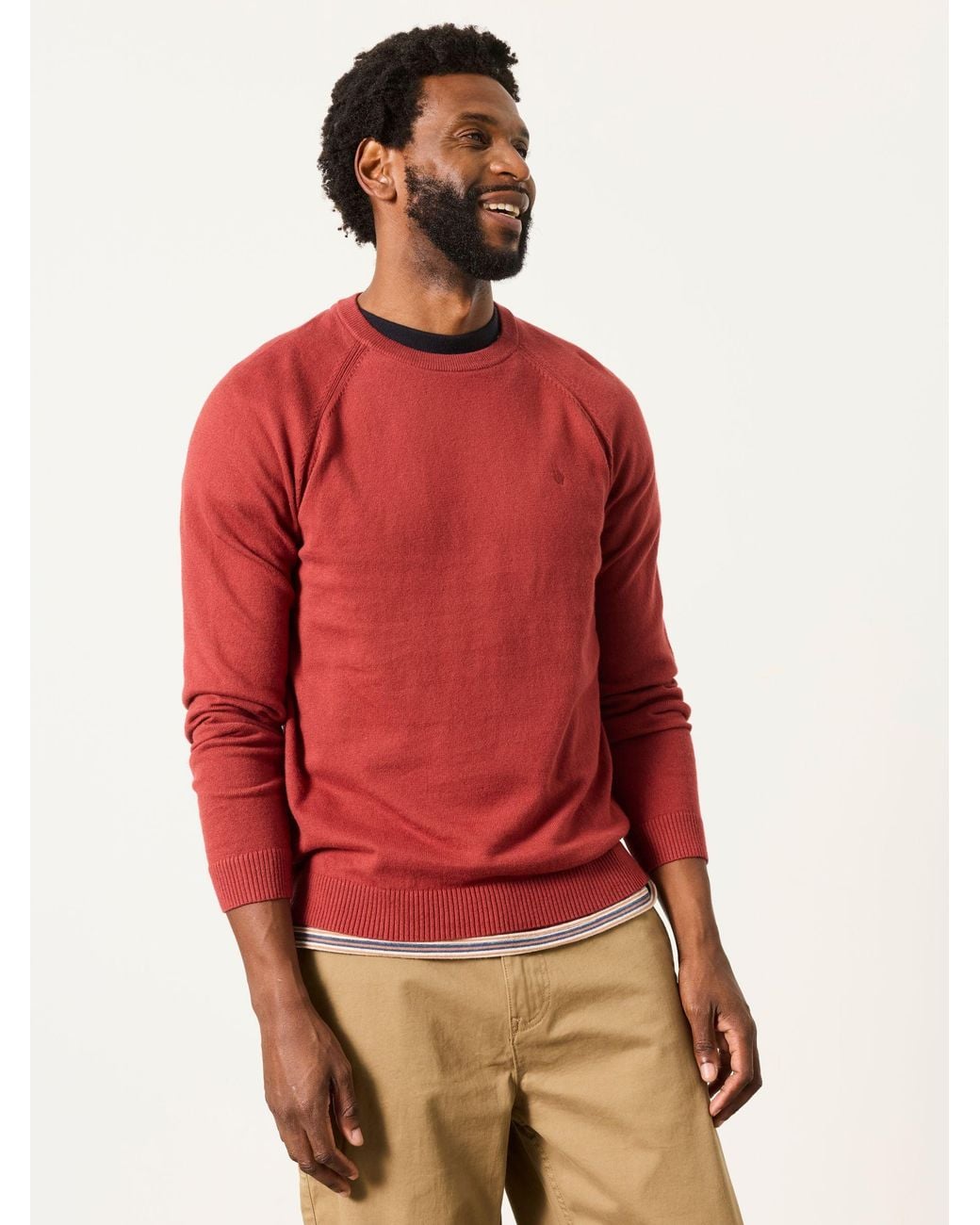 FatFace Red Rye Crew Neck Knitted Jumper for men