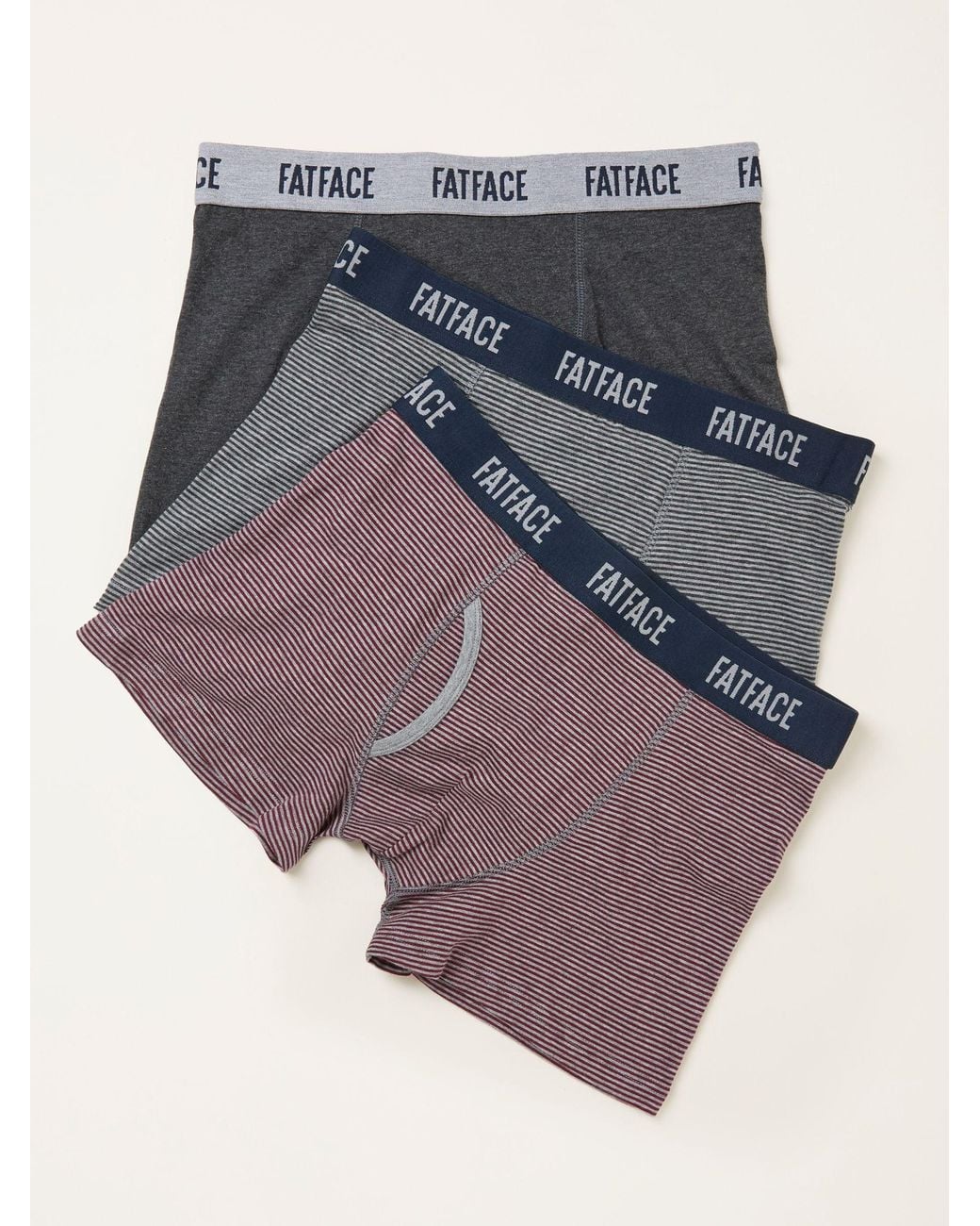 FatFace Gray Fatface 3 Pack Of Fine Stripe Boxers for men