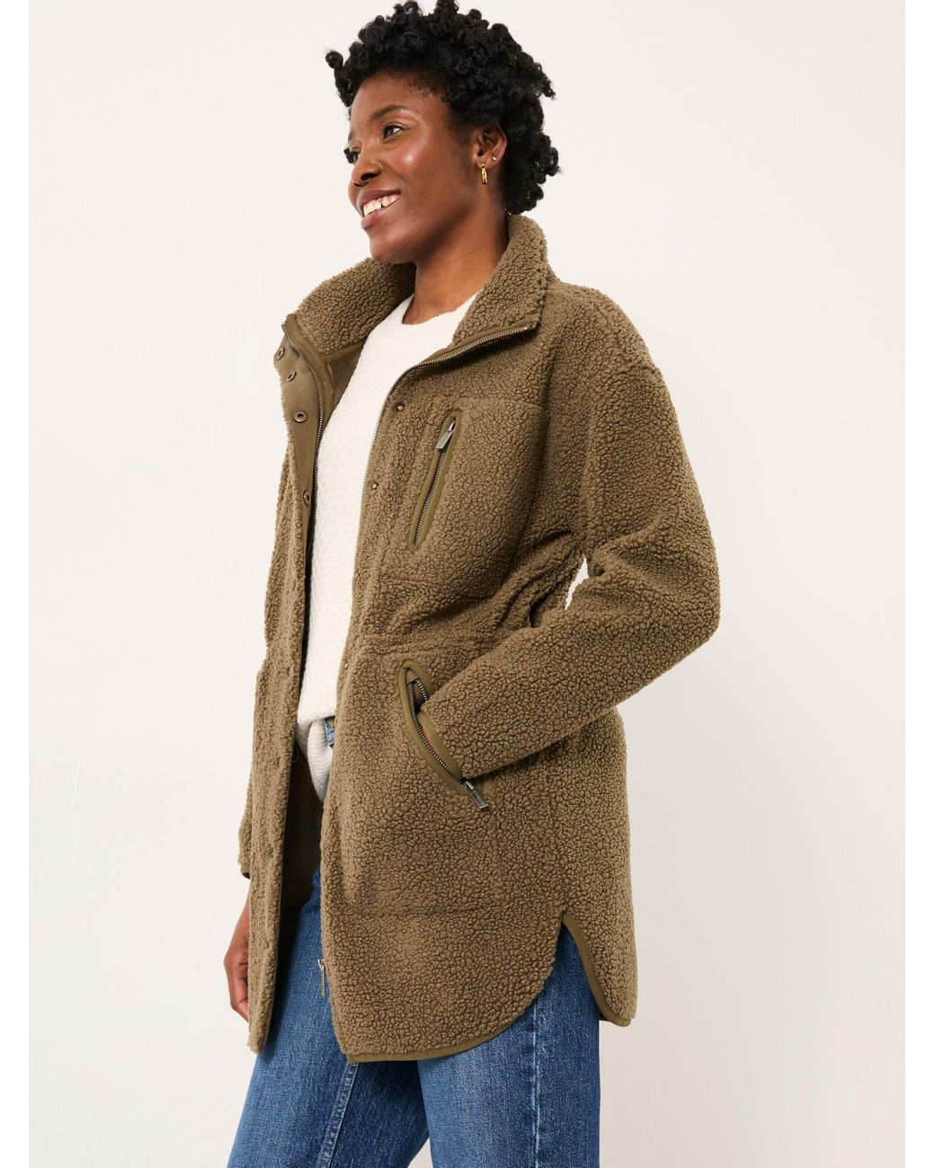 FatFace Brown Hadley Zip Through Fleece Jacket