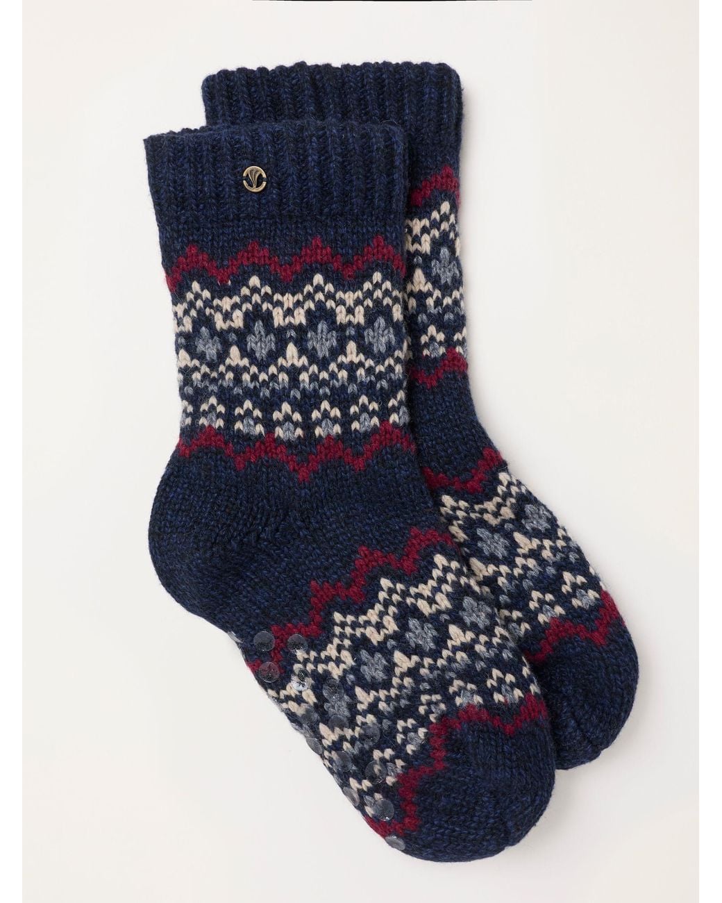 FatFace Blue Fatface Fairisle Slipper Socks for men