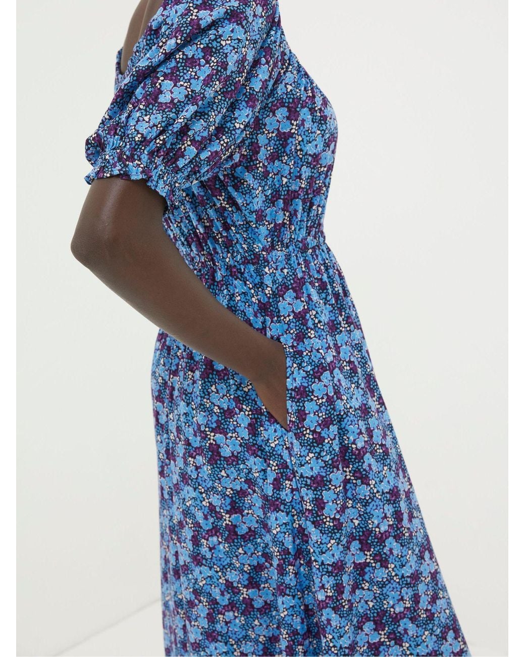 FatFace Blue Ink Floral Midi Dress