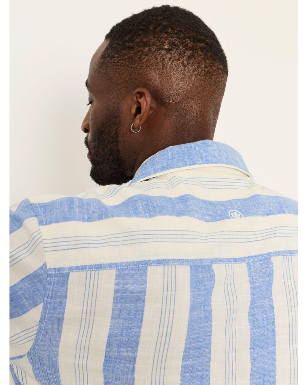 FatFace Blue Short Sleeve Relaxed Fit Cove Wide Stripe Shirt for men