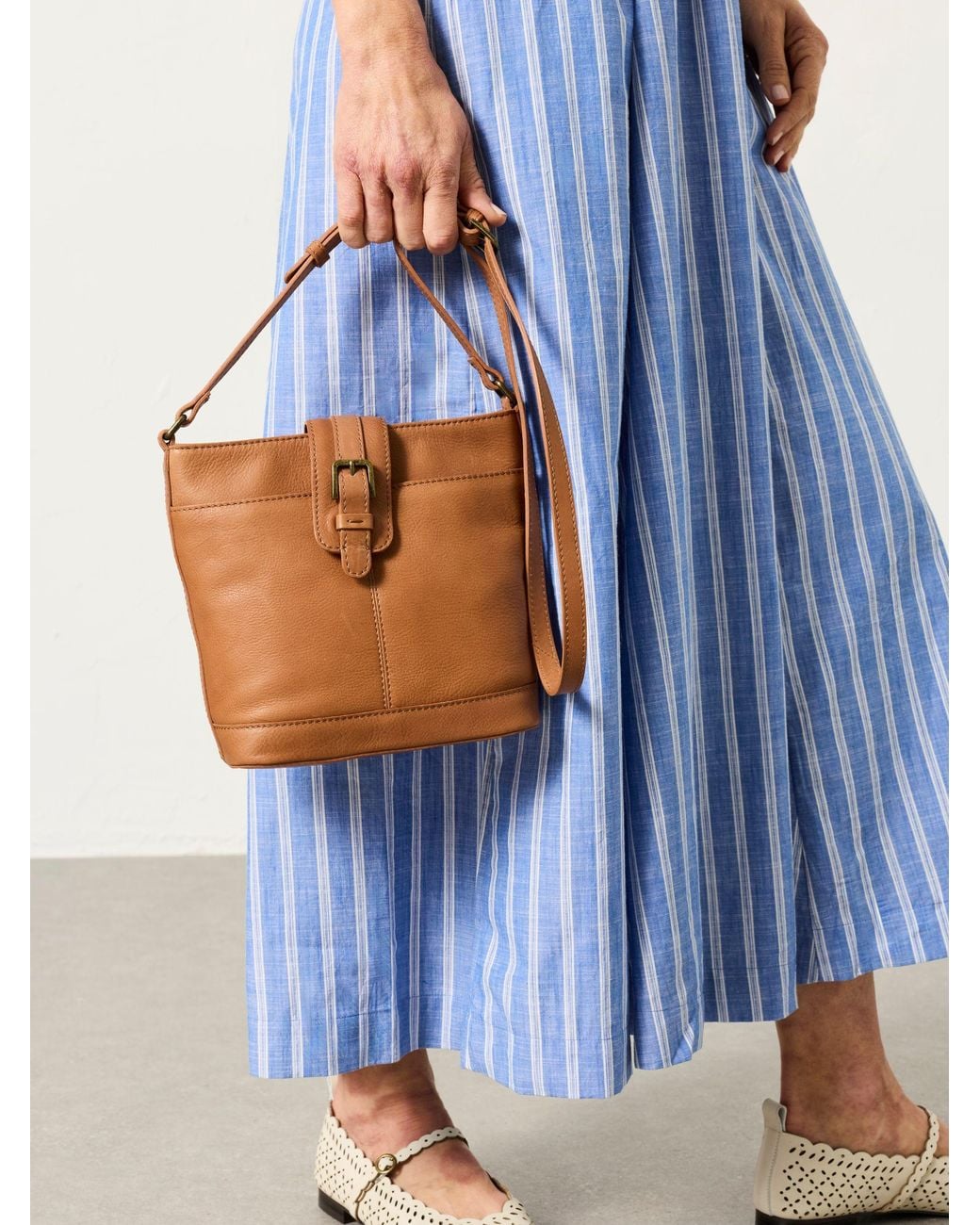 FatFace Blue Leather Bucket Bag