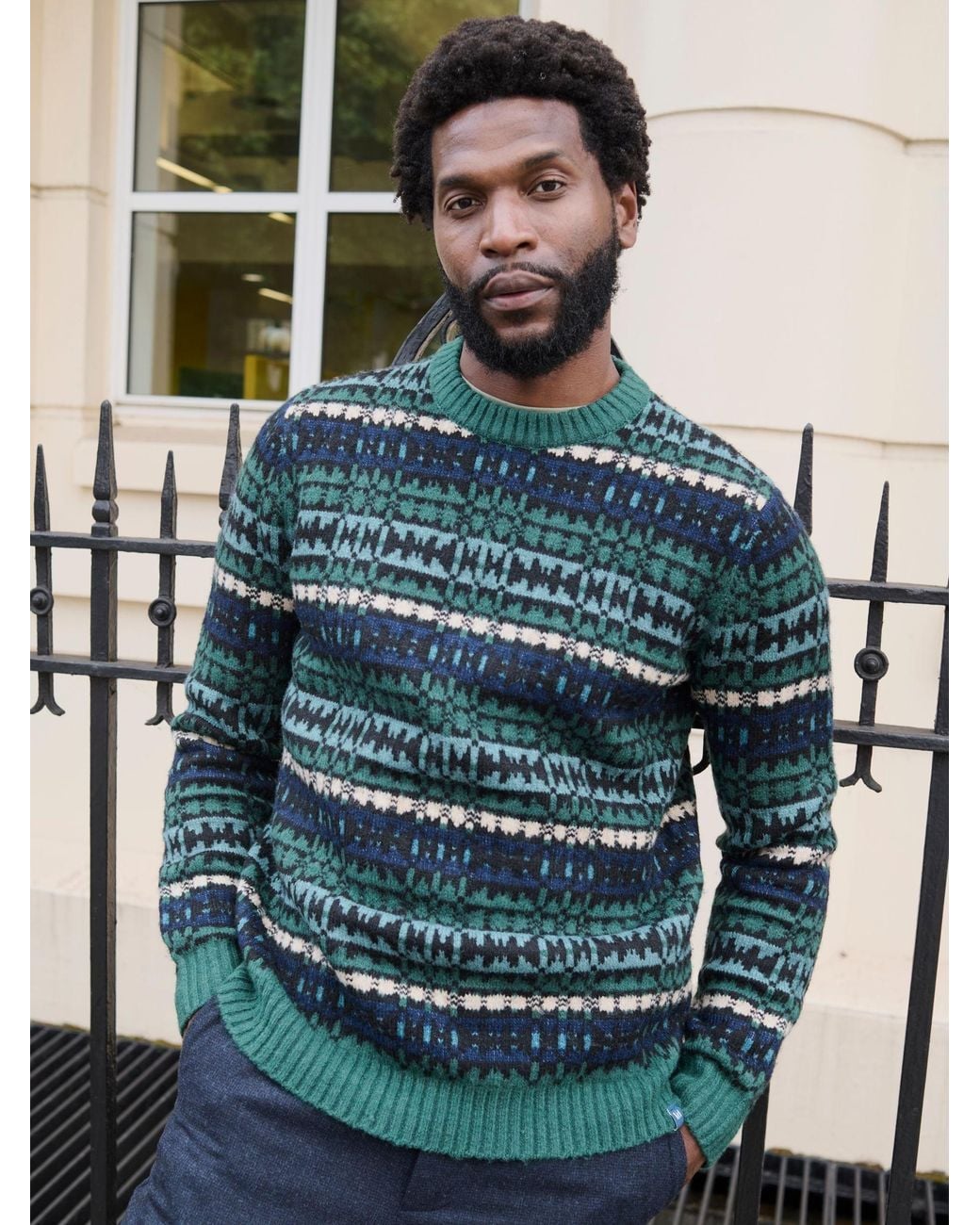 FatFace Blue Blanket Crew Knitted Jumper for men