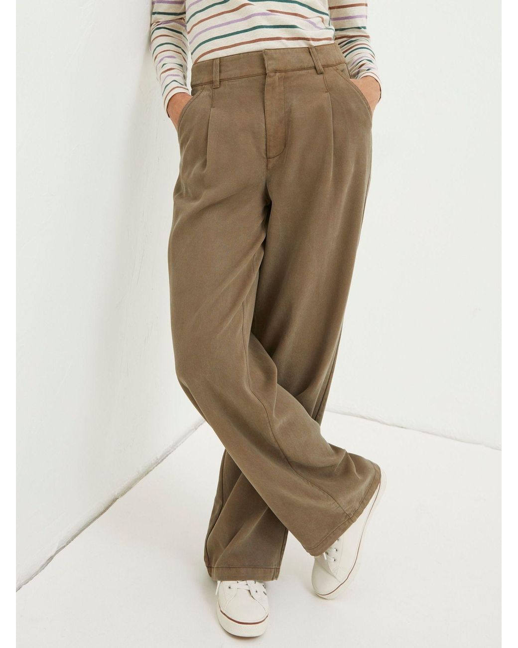 FatFace Gray Blake Wide Leg Drape Trousers