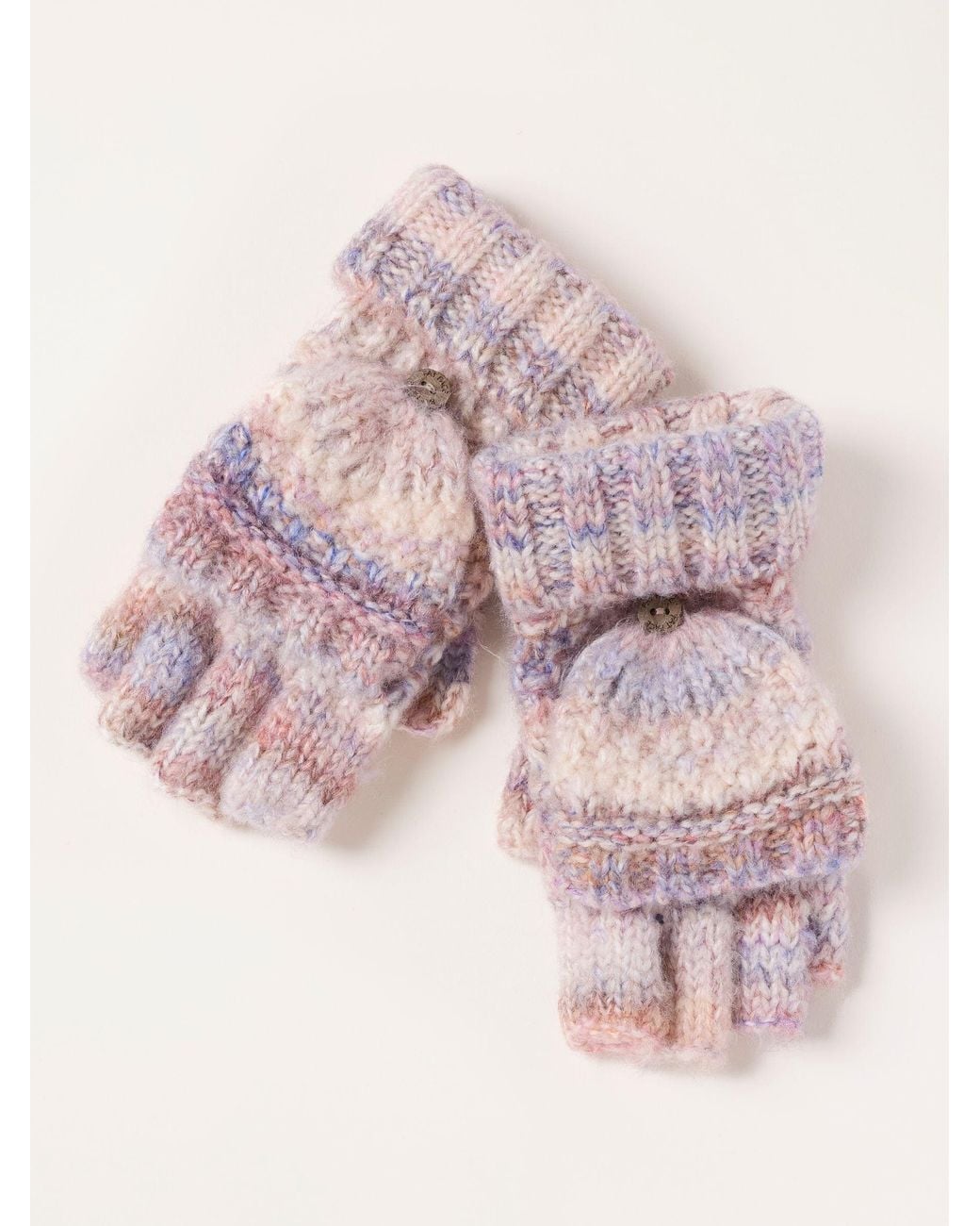 FatFace Pink Fatface Ivory Space Dye Overflap Mittens
