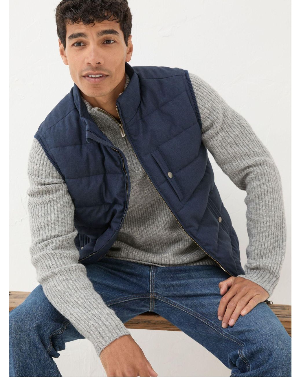 FatFace Blue Exmouth Quilted Gilet for men