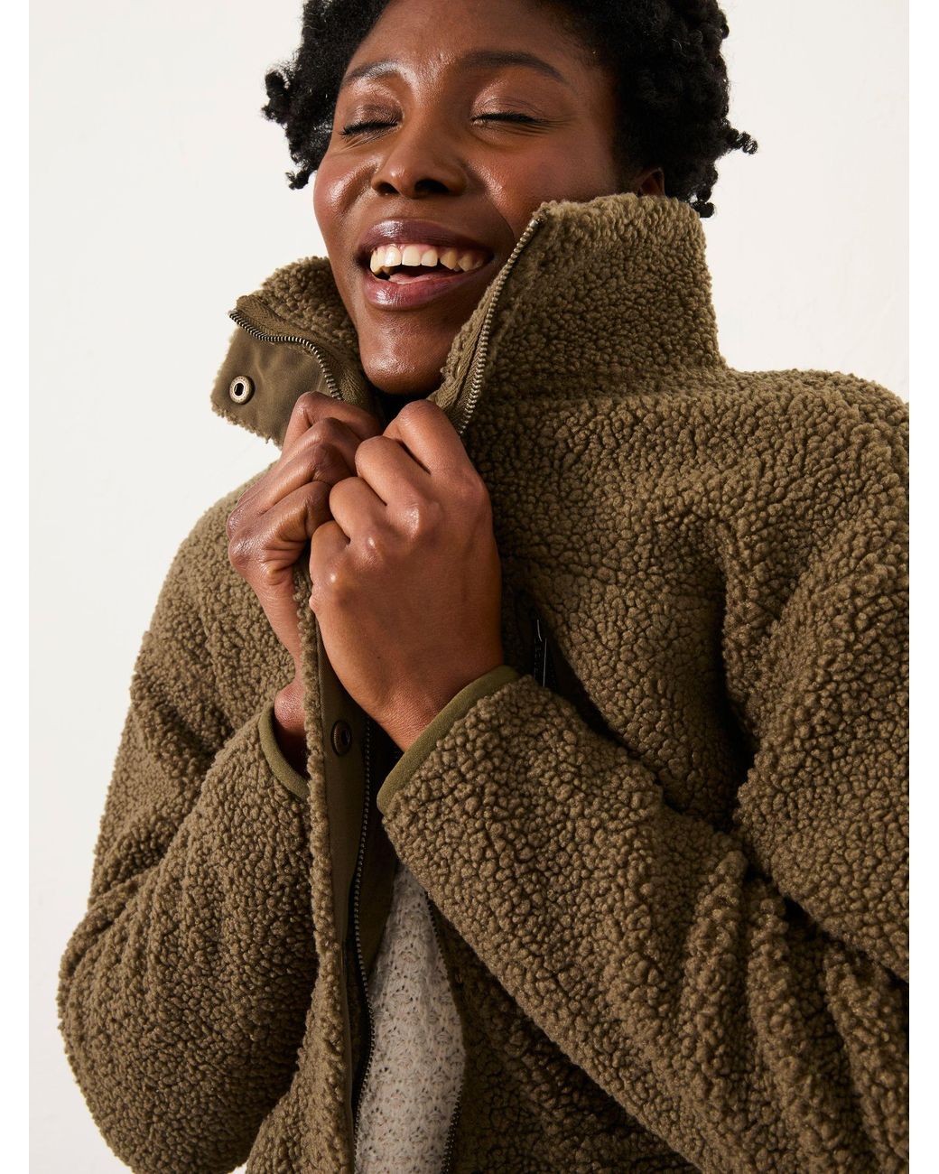 FatFace Brown Hadley Zip Through Fleece Jacket