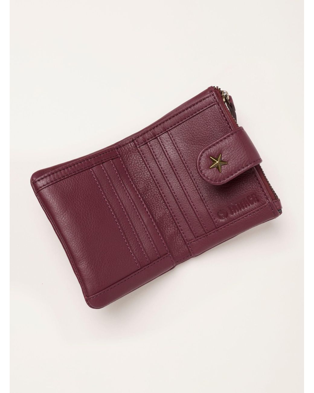 FatFace Purple Star Detail Leather Purse