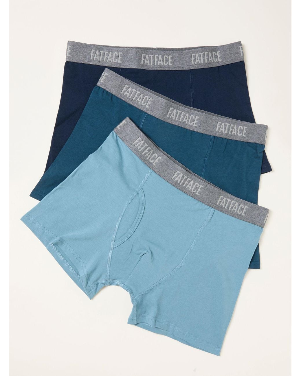 FatFace Blue Fatface 3 Pairs Of Plain Boxers for men