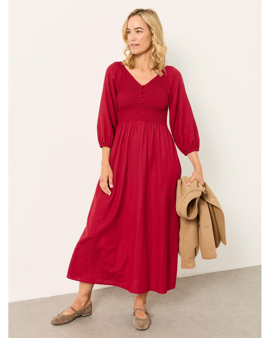 FatFace Red Fatface Adele Petite Midi Dress