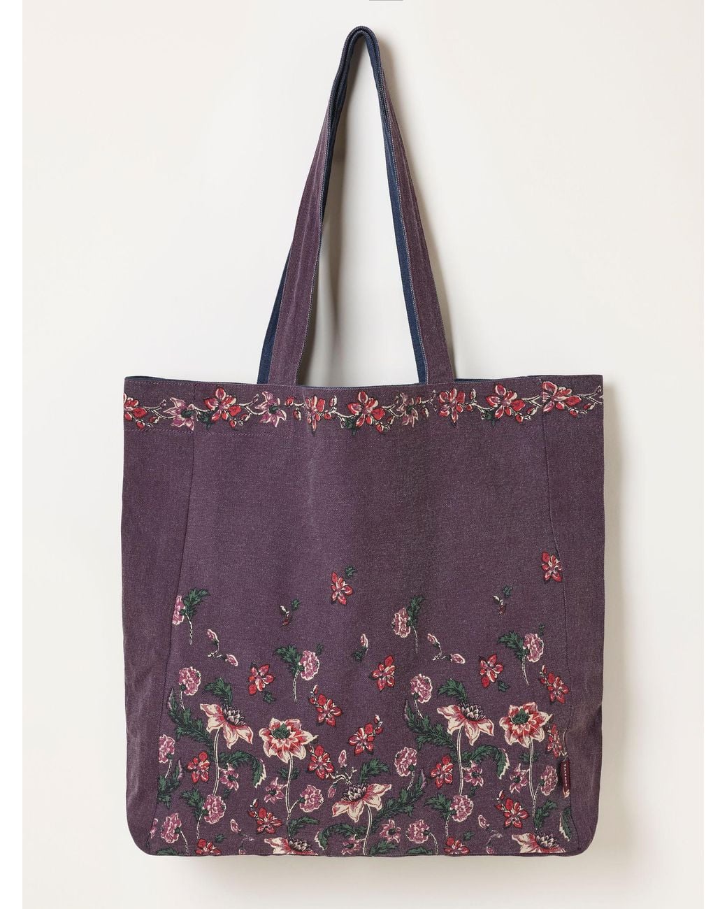 FatFace Purple Fatface Floral Reversible Tote Bag