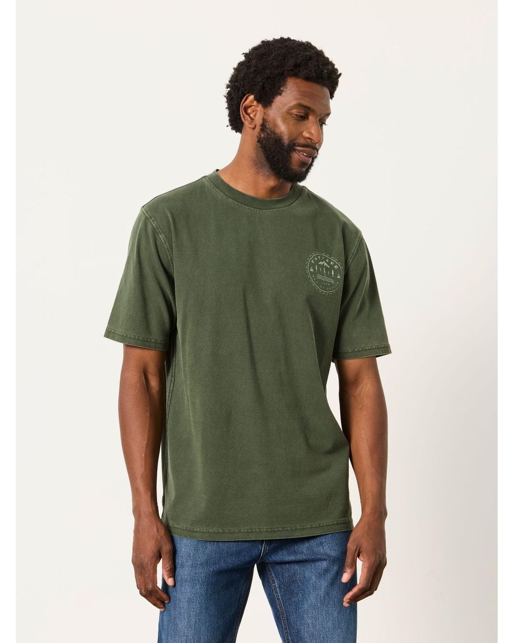 FatFace Green Relaxed Fit Mountain Graphic T-Shirt for men