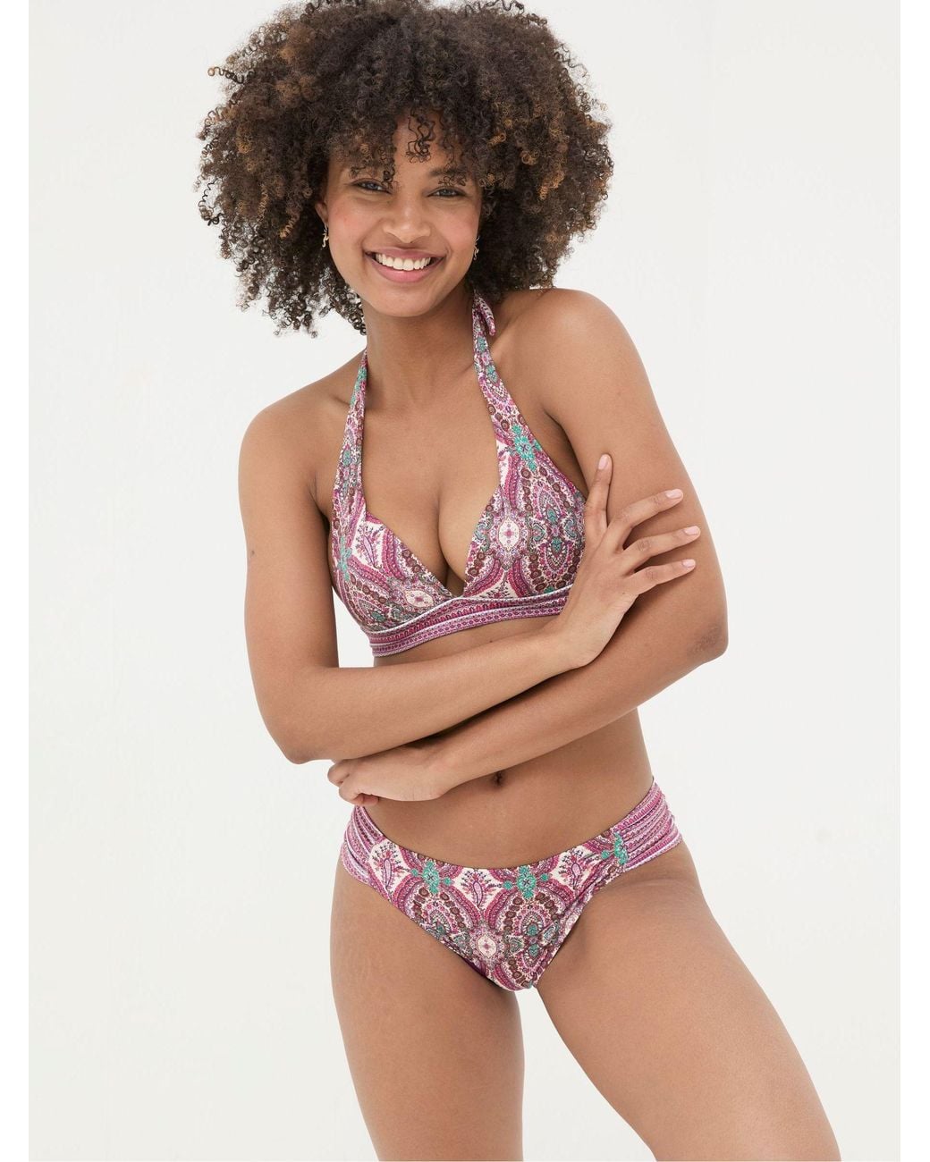 FatFace Pink Porth Detail Paisley Bikini Bottoms