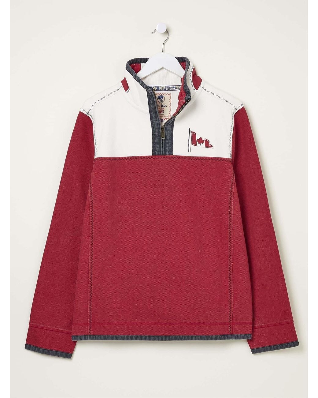 FatFace Red Airlie Panel Sweatshirt for men