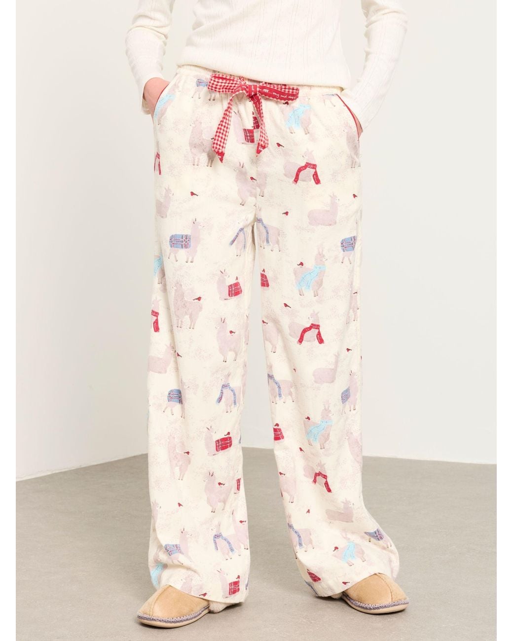 FatFace Pink Lola Wide Leg Christmas Pyjama Bottoms