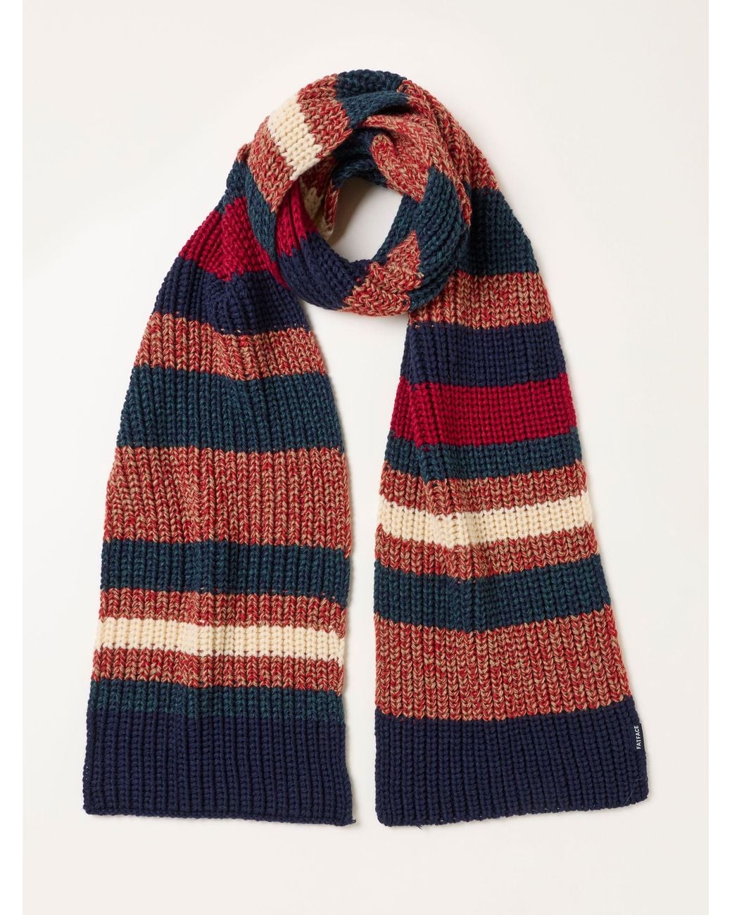FatFace Red Fatface Multi Stripe Knit Scarf for men